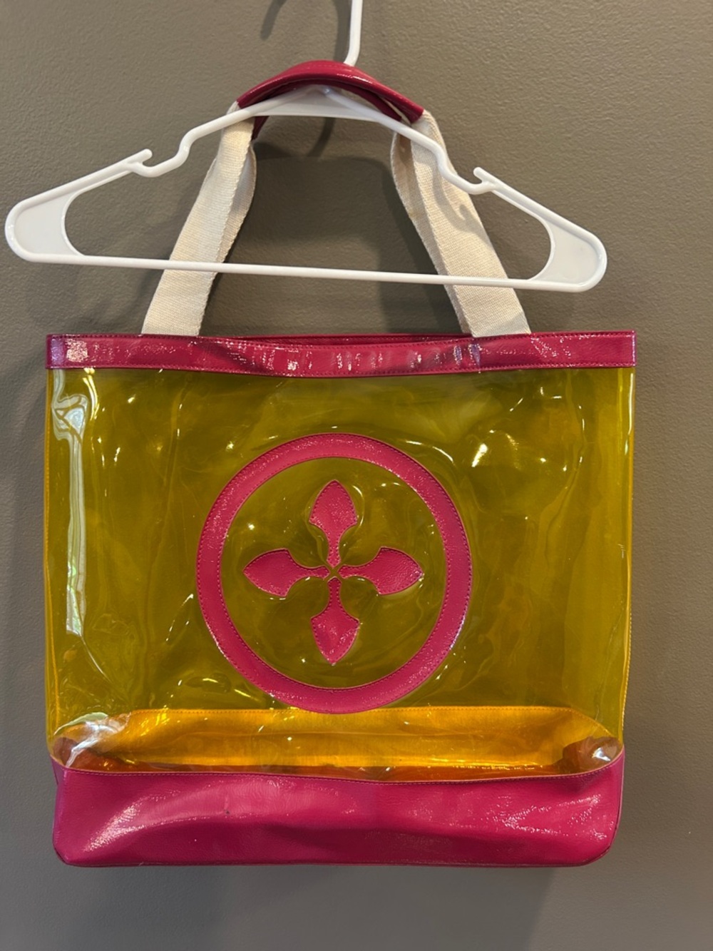 Tory Burch Clear Pink Yellow Tote Bag